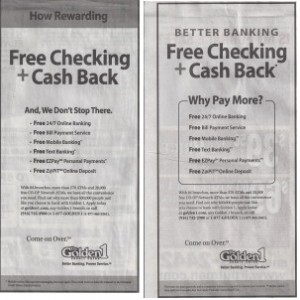 Free Checking newspaper advertising