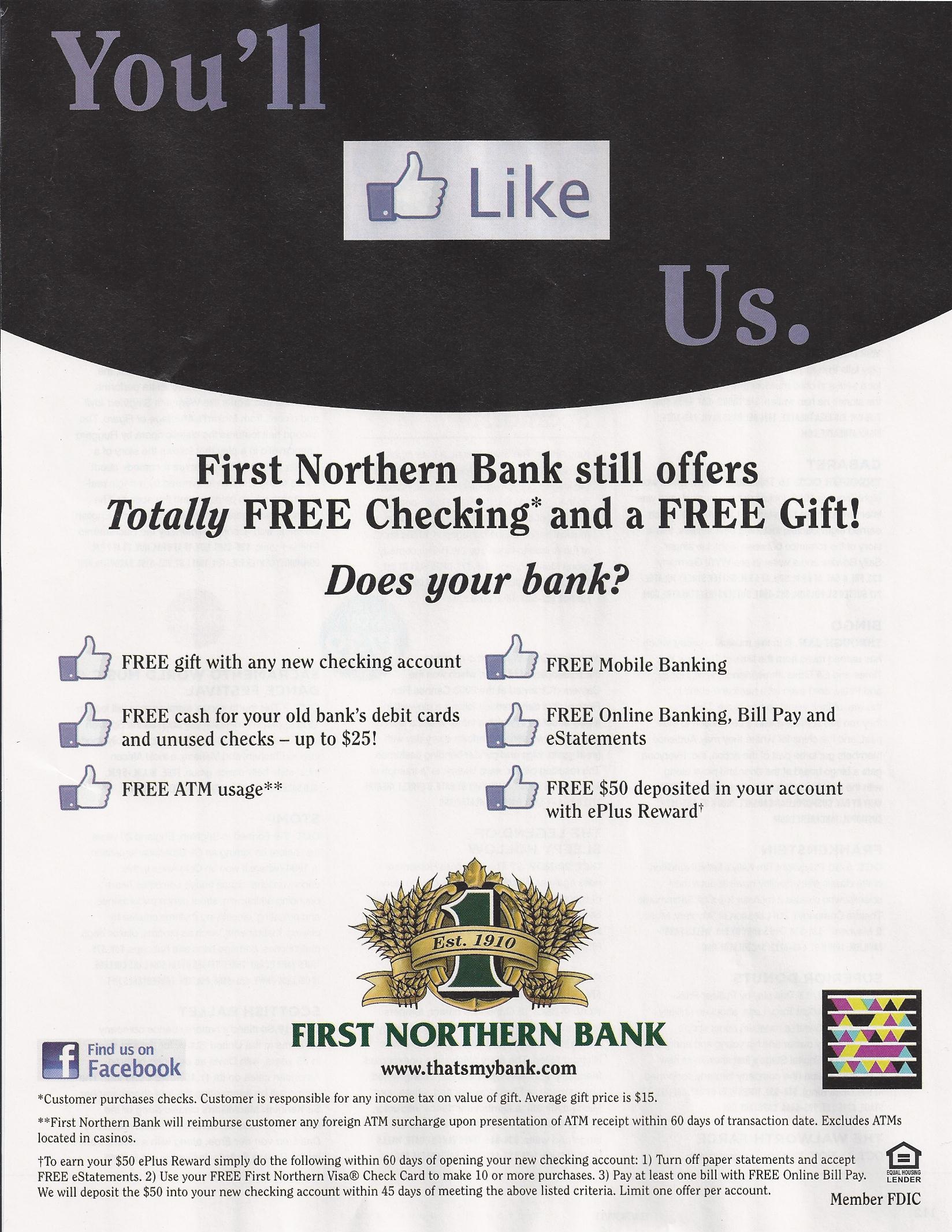 First Northern Bank Totally Free Checking