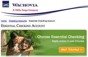 wachovia essential checking account